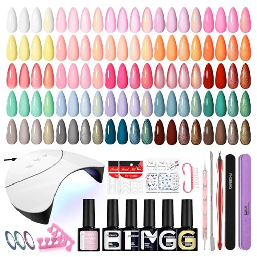 Phoenixy Kit Semipermanente Unghie 30PCS Kit Unghie Gel Completo con