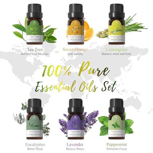 Asakuki AAD2MB5WYY1US00 Essential Oil Diffuser With Essential Oils Set, 500Ml Aromatherapy Diffuser thumb #1