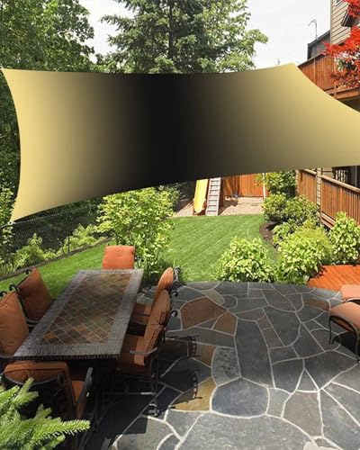 Ombre Waterproof Sun Shade Sail Abstract Lemon Yellow and Black Gradient Outdoor Patio Sun Shades Canopy UV Block Water Resistant Sunshade for Garden Backyard Deck Pergola 14x18 Ft