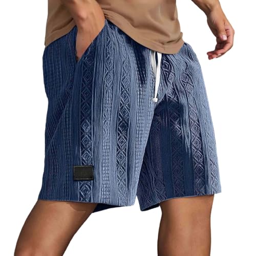 Shorts Deportivo Hombre-Pantalones Cortos Casuales con Textura Jacquard, Modernos y cómodos para Uso Diario, para Verano.