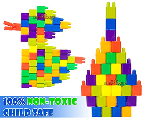 Image of Zest 4 Toyz Building Blocks for Kids 175 Pieces Construction Toy Puzzle Game Creative Building Set Educational Learning Activity Blocks Brain Development Toy for Boys Girls 3+ Years