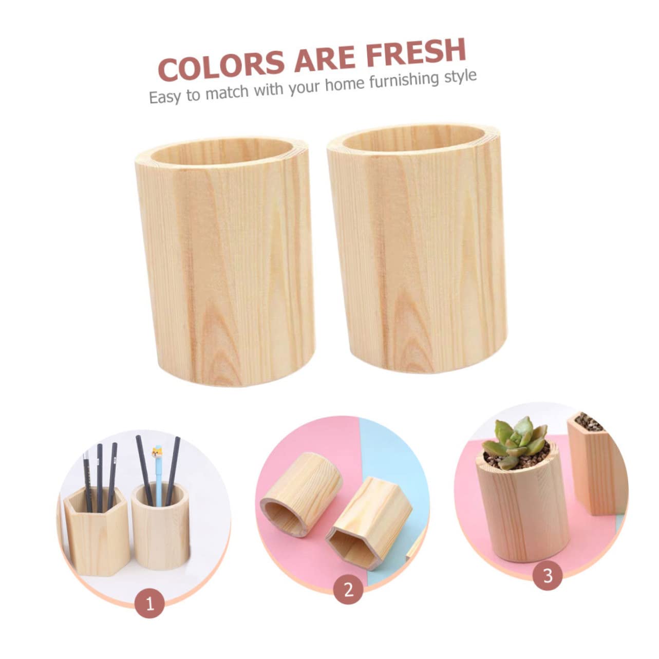 Operitacx 6 Piezas Portalápices de Madera Organizador de Escritorio para Papelería y Decoración de Plantas Suculentas Soporte Resistente y Personalizable para Oficina y