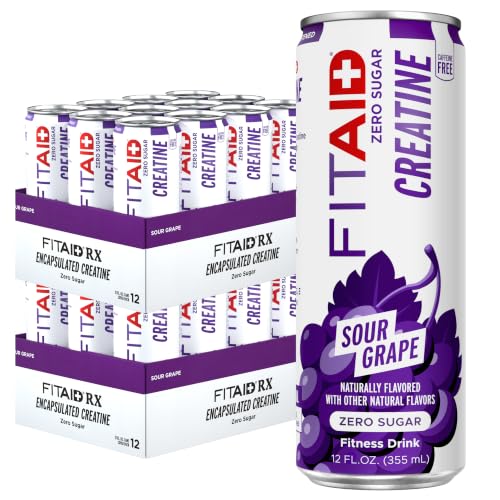 LifeAID FITAID Creatine Recovery Drink, Zero Sugar, Sour Grape, 24pk