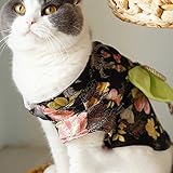 Creation Core Adorable Brocade Pet Kimono Dress Japanese Style Pet Dress Floral Bowknot Pet Costume for Dogs Cats, Black L