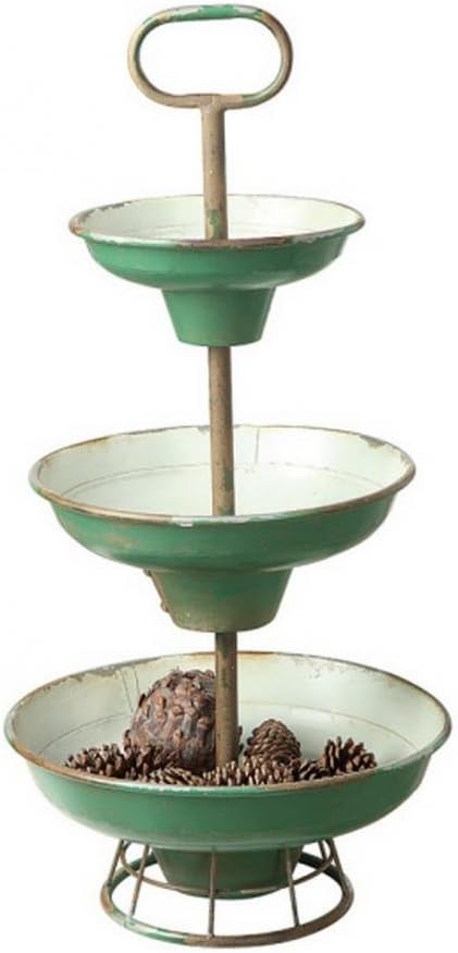 Three Tier Green Metal Tray