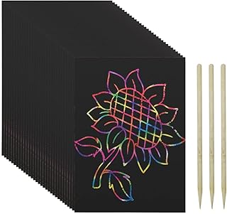 30 Pieces Scratch Paper Art Set for Kids, Magic Rainbow Scratch Paper, Black Scratch Art Paper for Kids DIY Christmas Birthday Card, Party Game, Birthday Gift (10'' × 7'')