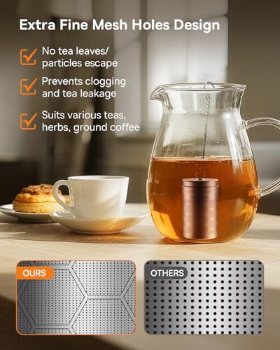 House Again Tea Infusers, Extra Fine Mesh Tea Strainers for Loose Tea, Updated Slim Threaded Lid & 304 Stainless Steel, Filter Bags Diffusers, Loose Leaf Tea Steeper for Brew Tea Spices & Seasonings - Image 4