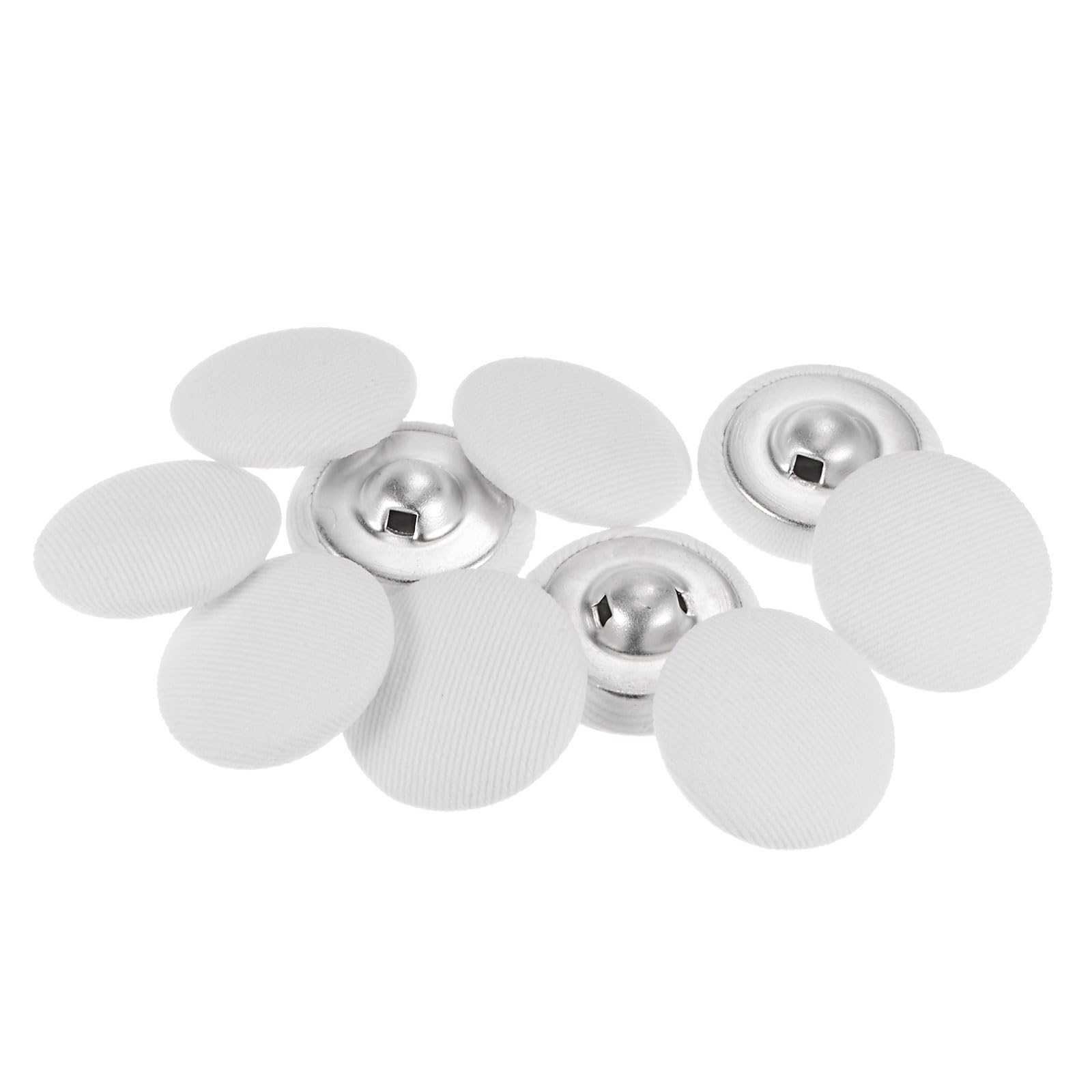 QUARKZMAN 10 Stück Knöpfe mit Stoffüberzug 21mm Runder Metallschaft Ösen Stoffknöpfe mit Stoff bezogen Nähknöpfe Vintage Ösenknöpfe für Anzüge Kleider Blusen Bastel DIY, Weiß