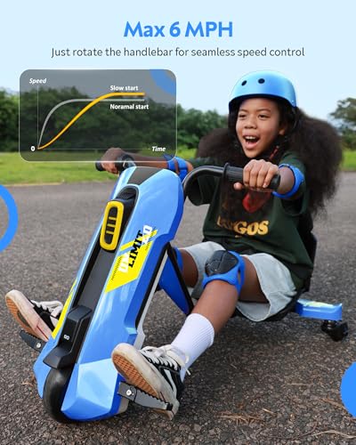 Image of 24V Electric Go Kart for Kids Age 6-12, 360 Spin Drift Cart, Blue