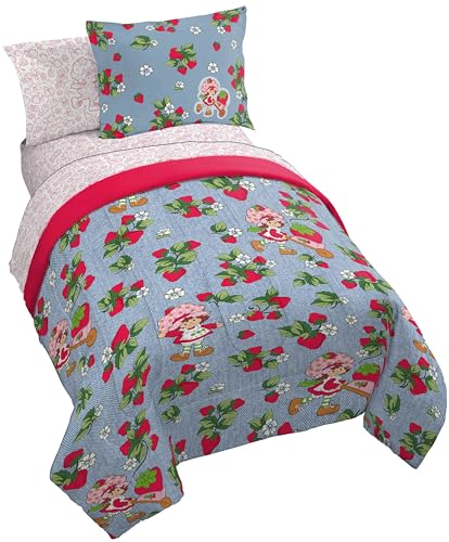 Image of Strawberry Shortcake Full Comforter Set 7 Piece Kids Bedding, Blue