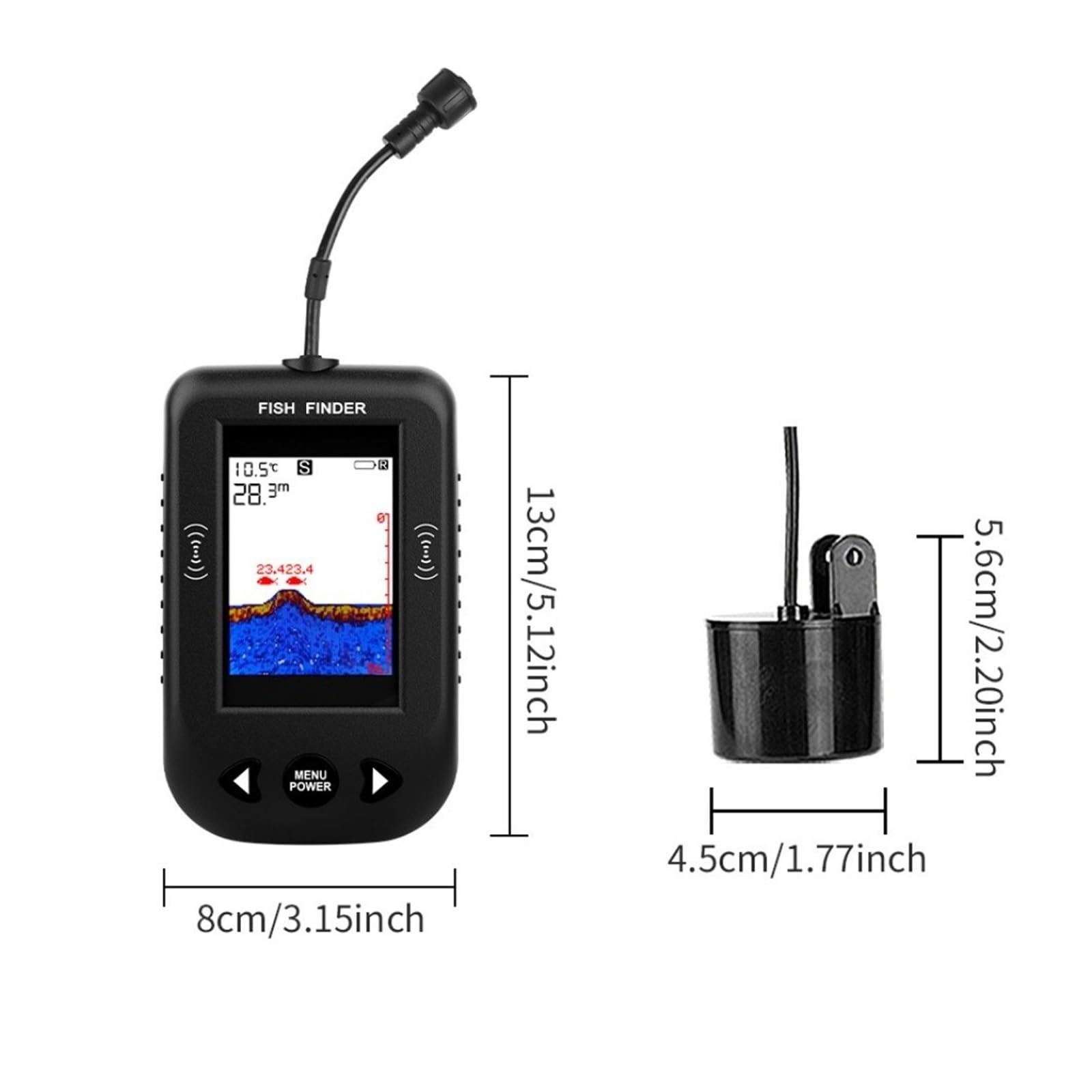 Ecoscandaglio, Ecoscandaglio portatile con display LCD, profondità 100 m, cablato e impermeabile for la pesca sul lago