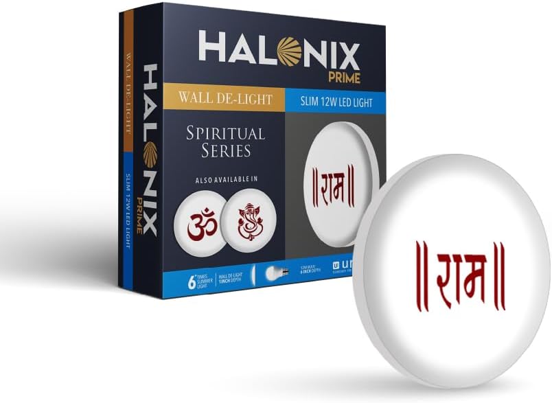 Halonix Polycarbonate 12W Round Ram Wall De-Light Spiritual Slim Downlighter | Cct-6500K Cool Day Light |Easy Push Fit Installation | Ceiling Light | Wall Light | Surface Downlighter | Pack 1
