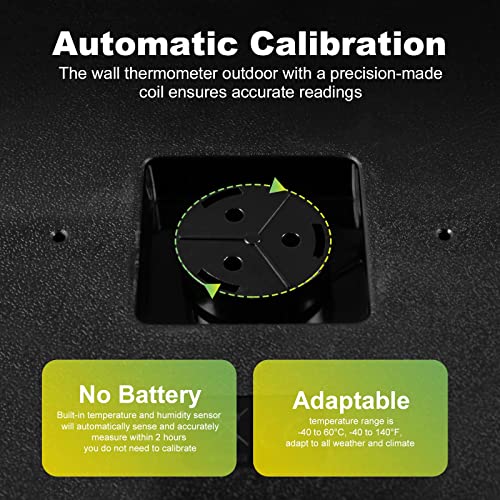 12'' Outdoor Thermometer Large Numbers - Premium Steel Thermometer Outdoor Indoor Decorative 2 In 1 Thermometer Hygrometer, Hanging Wall Thermometer #TOP3