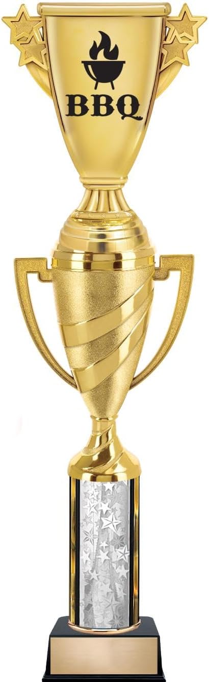 Crown Awards 14" Silver Stars Cup Riser Barbeque Cooking Trophy, Barbeque Cooking Award with Custom Engraving Prime