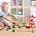 86pcs Wooden Train Set with Crane, Wooden Train Track Set Railway Kits Fits Thomas Brio IKEA Melissa and Doug, Christmas Train Toys for Kids & Toddlers 3-5 Years Old Boys and Girls