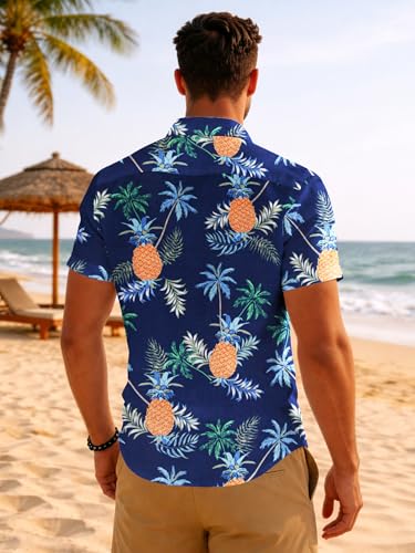 Image of Yoimira Hawaiian Shirts for Men, Print Mens Casual Short Sleeve Button Down Shirts Floral Aloha Beach Shirt