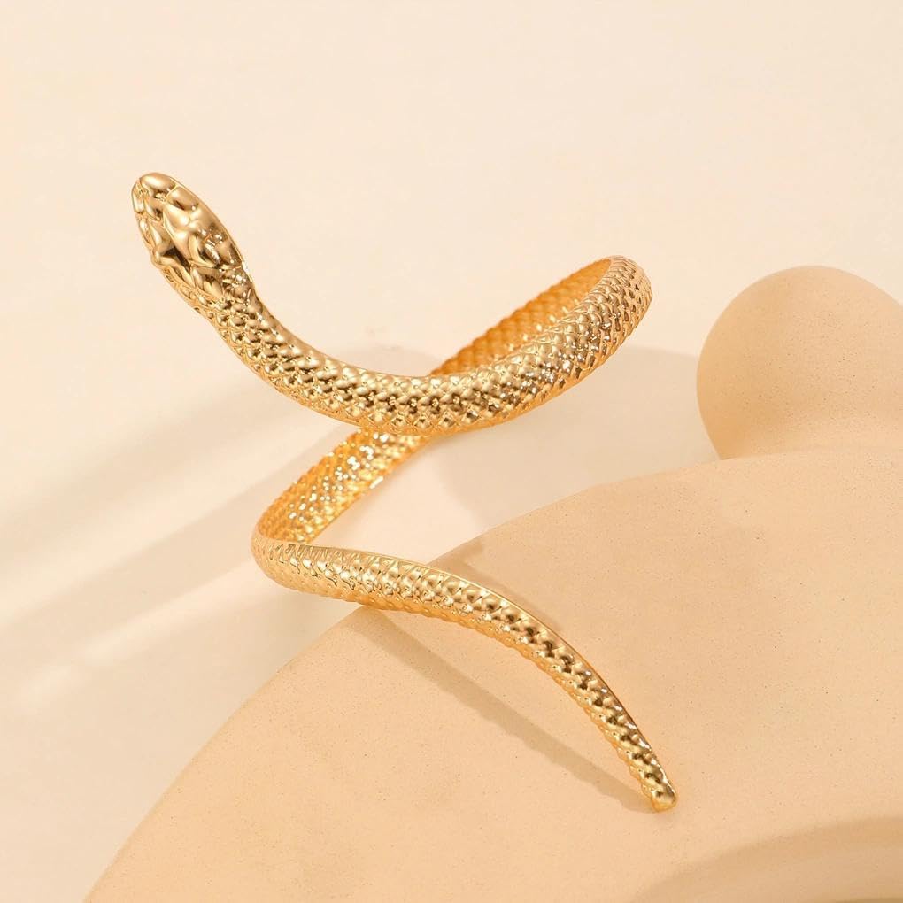 Rrdaily Punk Snake Bracelets for Women Vintage Gold Snake Bangle Bracelet Adjustable Silver Serpent Open Cuff Bracelet Trendy Halloween Jewelry Accessories - Image 6