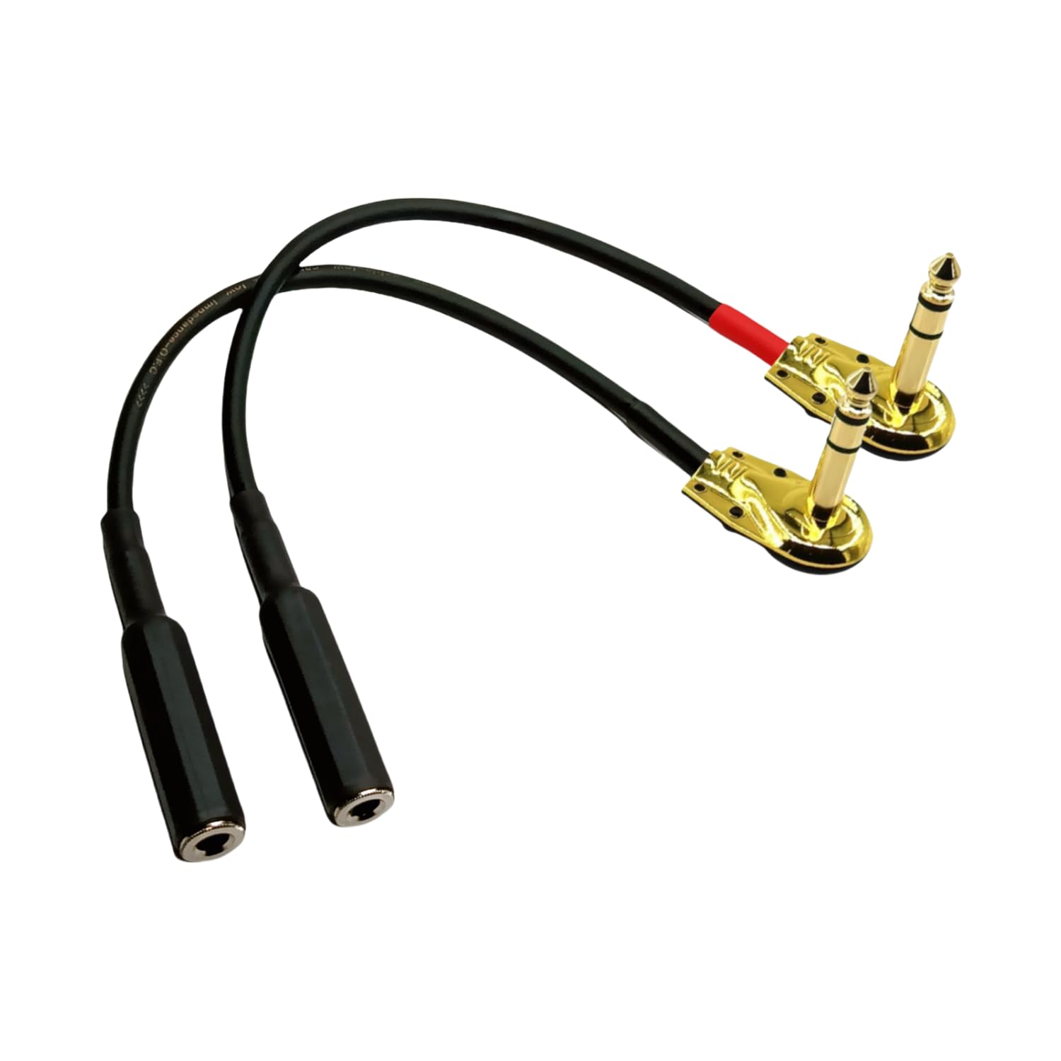 Sam&Johnny 1/4 Right Angle Guitar Cables 1 Foot 2-Pack - Premium Gold Plated TRS Audio Patch Cables 6.35mm Male to Female for Guitar Amp Speaker