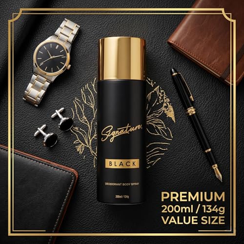 Image of Signature Deodorant Body Spray - Black | Floral Aromatic Long Lasting Fragrance | For Everyday Use | Skin Friendly Deo | For Men | Pack of 1 (200 ML)