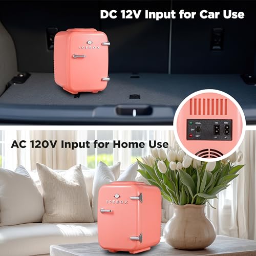 ICEBOX IBMF4BLS Mini Fridge For Bedroom, Skincare Refrigerator, Portable Cooler & Warmer for Makeup, for Office & Home, Mini (4 L / 6-Can), Blush Red by ICEBOX - Used condition - Image 5