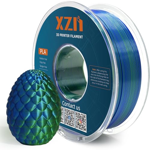 Image of Silk PLA Filament 1.75mm Dual Color Blue Green 1KG, Metal-Like Shiny 3D Printer Filament, Precision ±0.02mm, Neatly Wound, No Clog /Bubble, Durable, Excellent Layer Adhesion, Fits Most FDM Printers