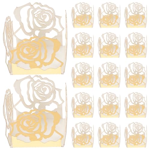 Hohopeti Envoltorios de Chocolate Calados Dorados 50 Unidades Papel para Trufas y Bombones Decoración para Bodas Fiestas y Centros de Mesa