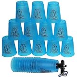 Amhii Quick Stack Cups Set of 12 with Quick Release Stem - Sports Stacking Cups Speed Training (Blue)