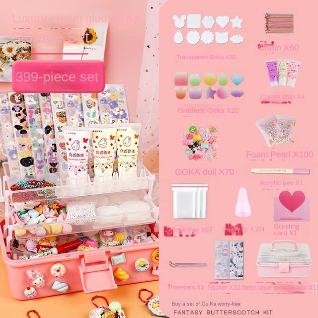 ТоуUAE - Kawaii DIY Cream Glue Guka Set Hand Ledger Material Pack Handicraft Works Making stickers diy materials Тоуs Children's Gifts (399PCS)