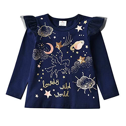Image of VIKITA Girls Shirts Winter Long Sleeve Graphic T Shirts Casual Tops for Toddler Girls (L3966 3T)