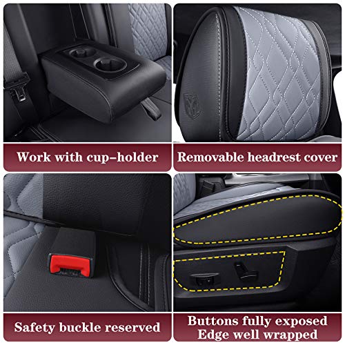 Image of Aierxuan Car Seat Covers for Dodge Ram with Waterproof Leather (Black-Gray)