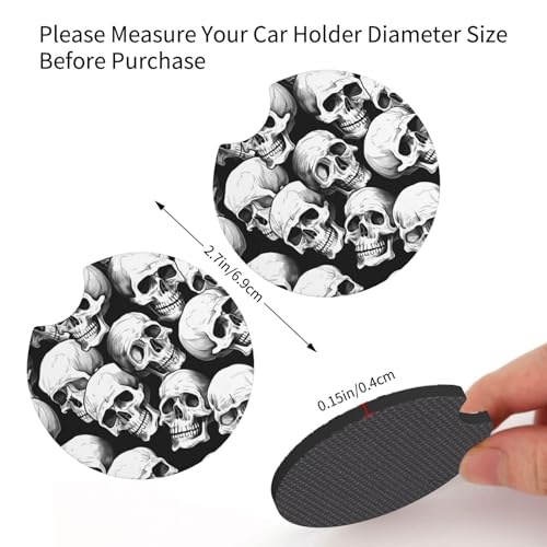 Portavasos para carro con diseño de calavera, 2 piezas miniatura 3