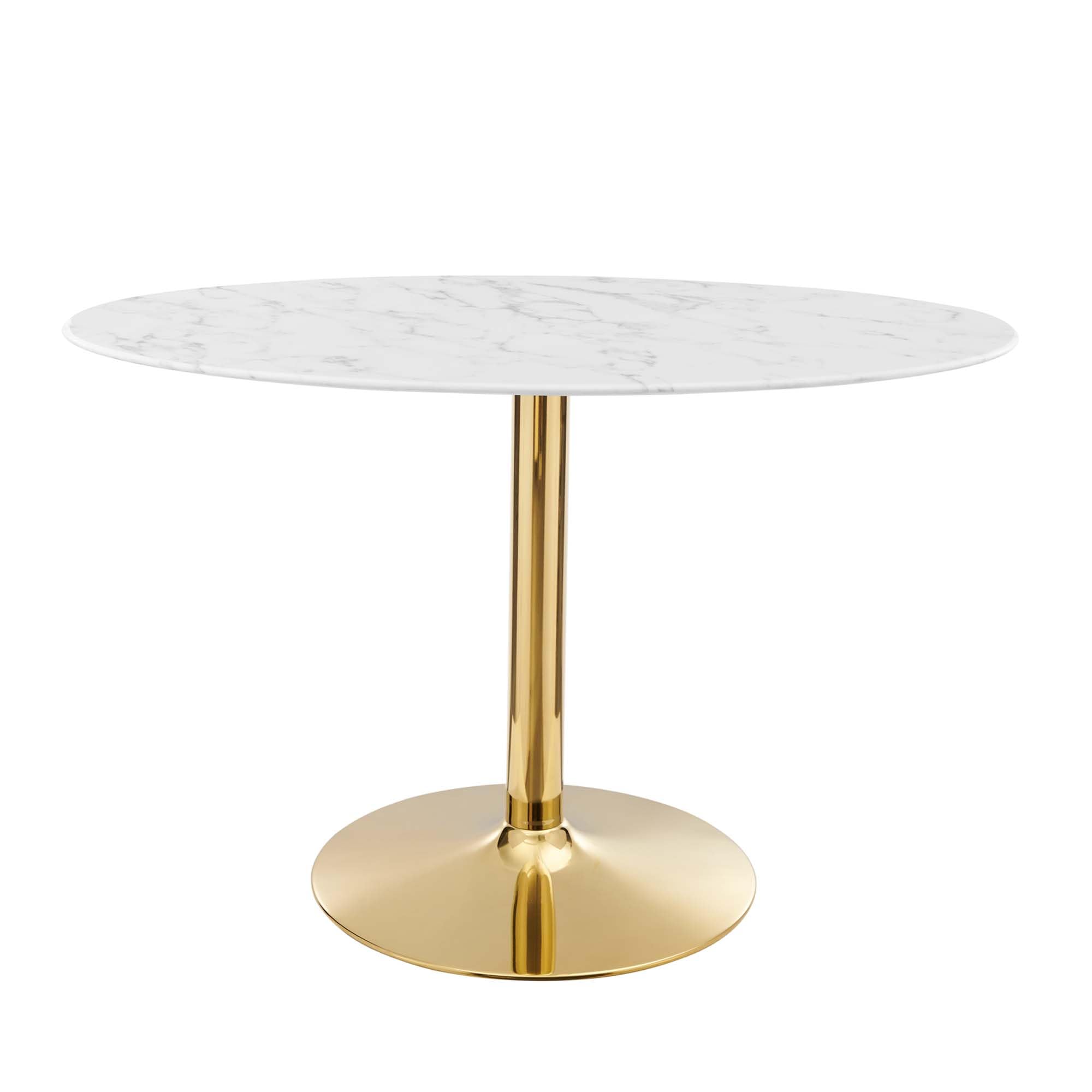 Photo 1 of Modway EEI-4752-GLD-WHI Verne 48" Oval Artificial Marble Dining Table, Gold Whie 
**comkes with 