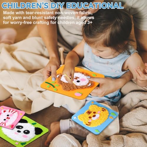 Image of 2Pcs Creative Sewing DIY Fluffy Animal Craft Kit for Kids | Felt Art & Craft Activity Toy | Creative Learning Kit for 4-8 Years | Birthday Gift((DIY Kids Threading Art)