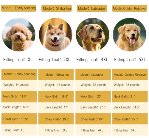 KOOGAL Große Hunde Regenjacken Mit Kapuze,Hunde Regenmantel,Mit Reflektierenden Sicherheitsstreifen, Wasserdichter Hundemackintosh, Geeignet Für Mittlere Und Große (Gelb, 5XL)
