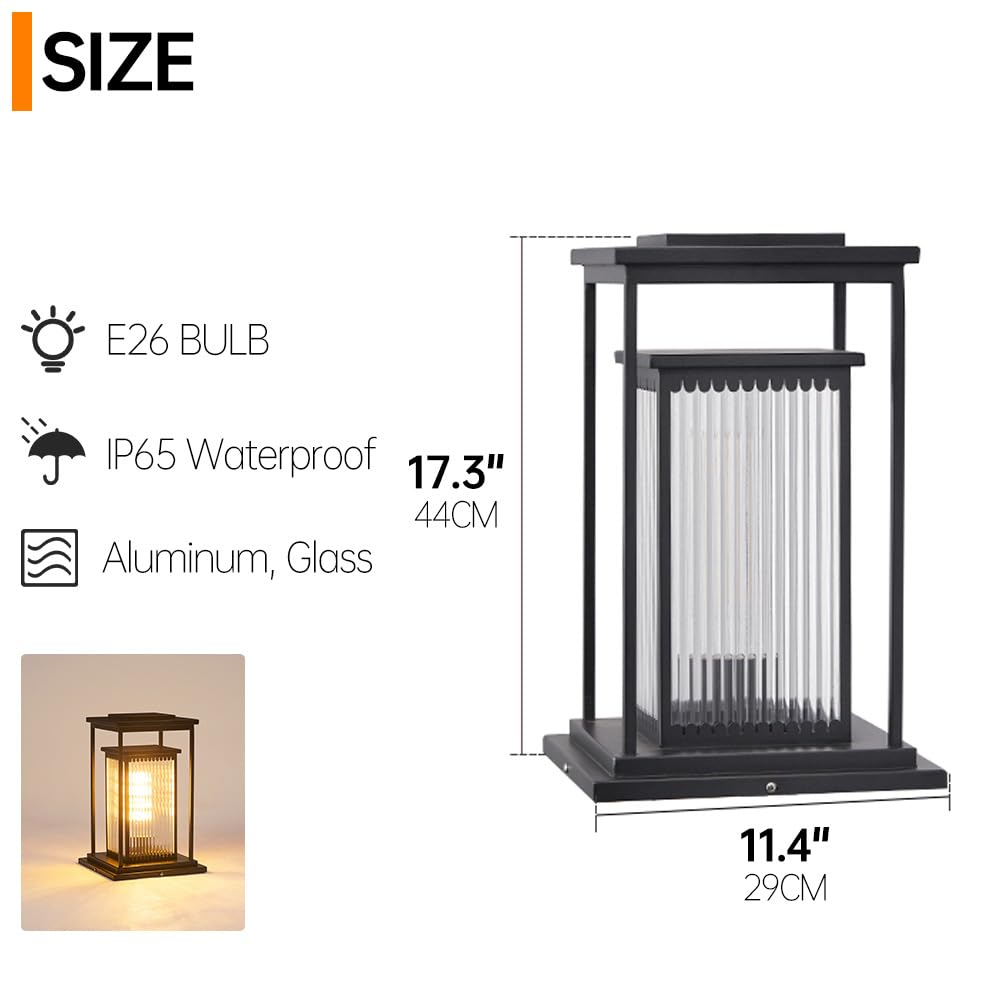 Zewnętrzne solarne lampy ogrodowe – E26 wodoodporna aluminiowa latarnia słupkowa do oświetlenia krajobrazu, ścieżki, dziedzińca, patio i balkonu