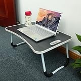 Verstellbarer Laptop-Betttisch, faltbarer Schreibtischtisch mit Getränkehalter, rutschfestes Kissentischtablett, keine Montage erforderlich, Größe 10,6 Zoll H / 23,6 Zoll L (Schwarz)