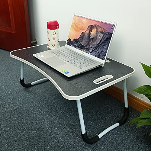 Table de lit réglable pour ordinateur portable, table de bureau pliable avec porte-gobelet, pas de montage nécessaire, taille 27.9 cm de haut/60 cm de long (noir)