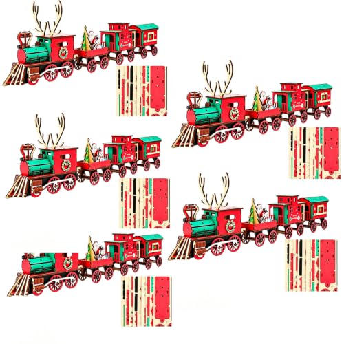 Rompecabezas 3D de tren de madera navideño: diversión sin pantallas en Navidad