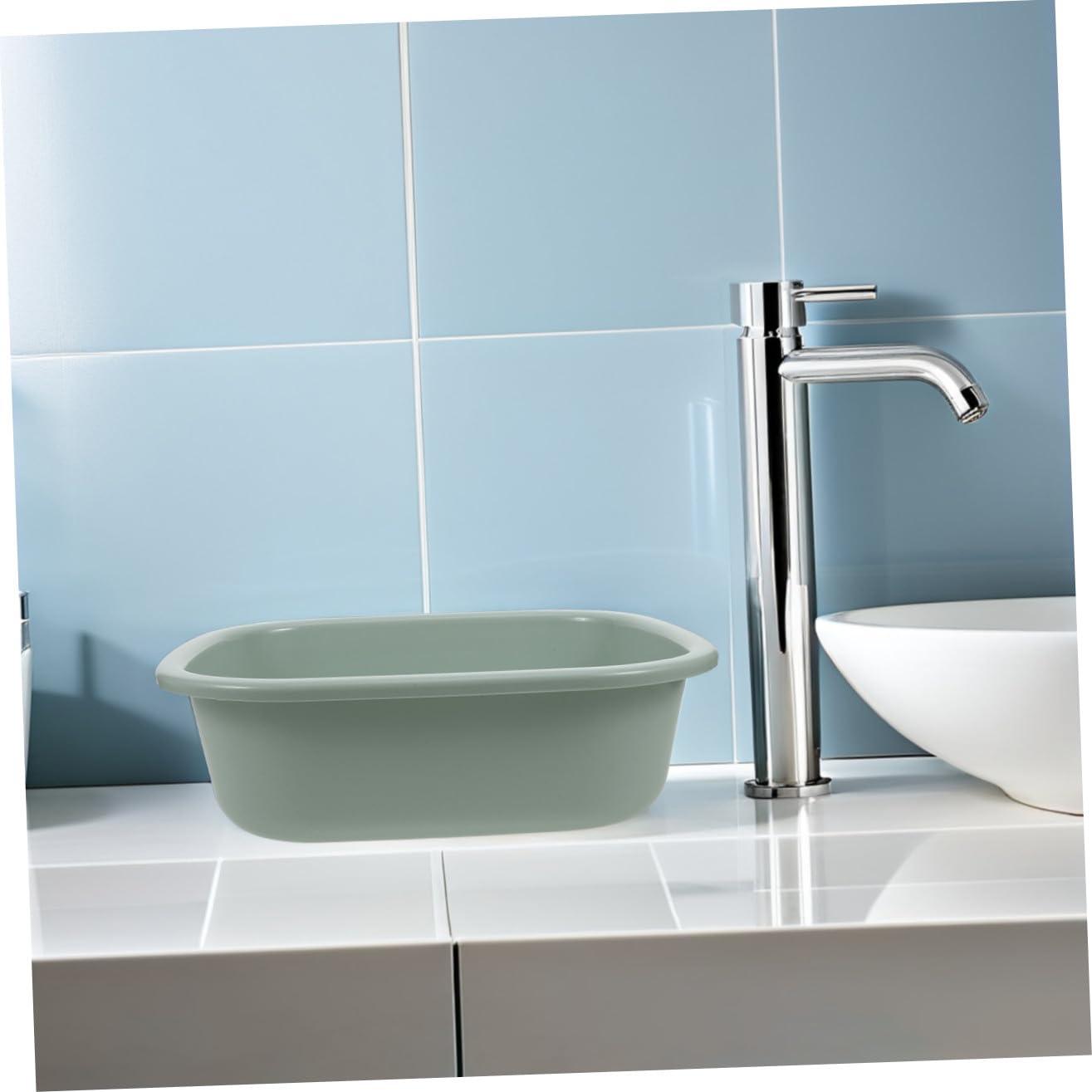 SEWACC Lavabo de plástico, cuenco rectangular grueso para lavar el cabello, remojo de pies, lavandería, uso en el hogar y baño