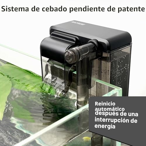 Miniatura 4 de Nicrew Slim Filtro De Acuario, Filtros Silenciosos Para Peceras Hob Para Acuarios De Hasta 20l, Flujo Ajustable, 160 Lph, 3w