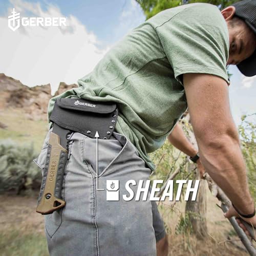 Image of Gerber Gear Pack Hatchet - 3.5 inch Steel Blade Axe with Full Tang - Survival, Bushcraft and Camping Gear - with Mountable Nylon Sheath - Brown