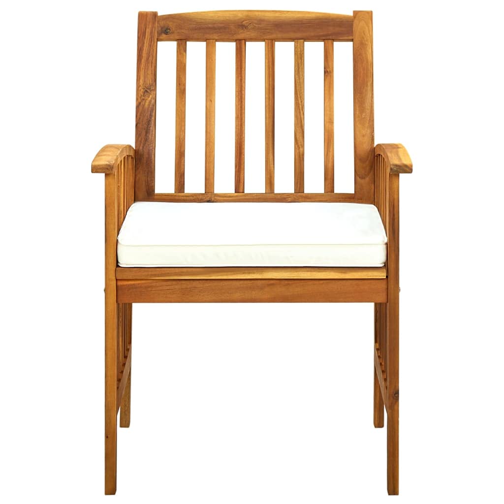 Juego de comedor de jardín de madera de acacia maciza, 8 sillas con cojines acolchados, acabado al aceite, fácil de limpiar, para patio y jardín (9 piezas)