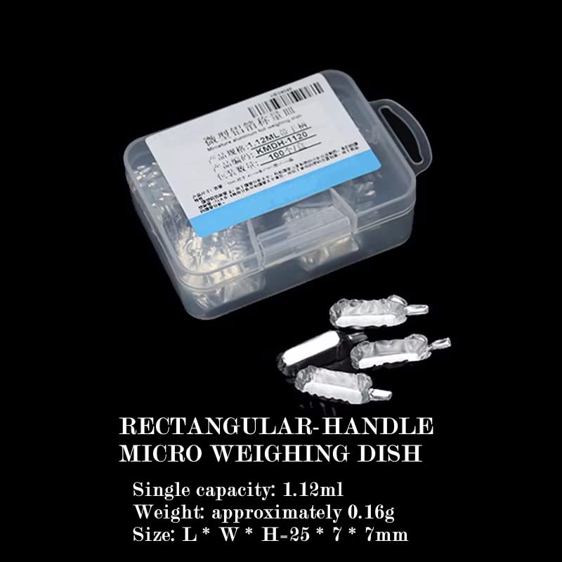 Mikro szalki wagowe z folii aluminiowej – 100 szt. do laboratoryjnej wagi analitycznej – 0,35 ml/1,12 ml/10 ml – lekkie i trwałe(1.12ml-Rectangle-with Handle)