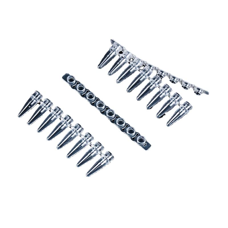 100pc PCR 8-Connected Tube 0.2 mL Eight-Connected Tube Row Tube Flat Cover containing lid (0.2ml (Single Price))