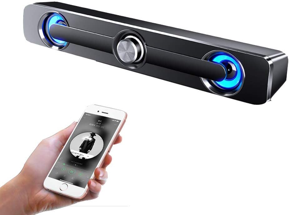 Soundbar, Wired & Wireless Bluetooth 5.0 Sound Speaker 2.0 Channel, Soundbar Home Theater Dual Connection Methods for PC Smartphones Music And Movie