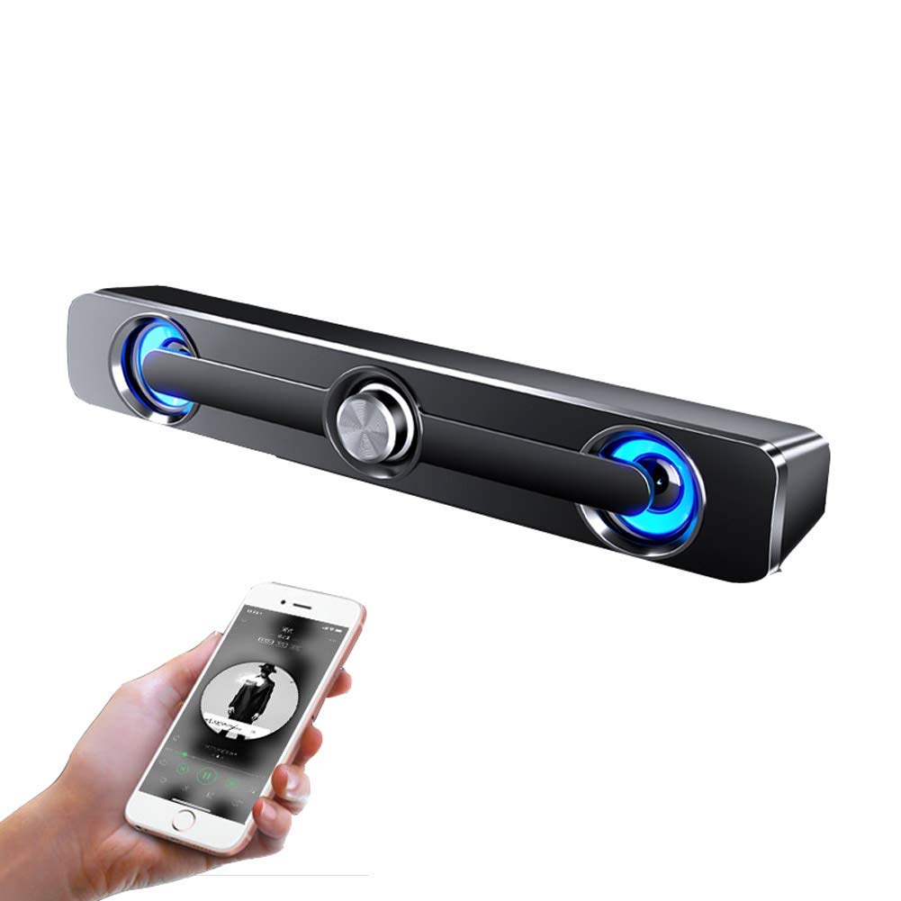 Soundbar, Wired & Wireless Bluetooth 5.0 Sound Speaker 2.0 Channel, Soundbar Home Theater Dual Connection Methods for PC Smartphones Music And Movie