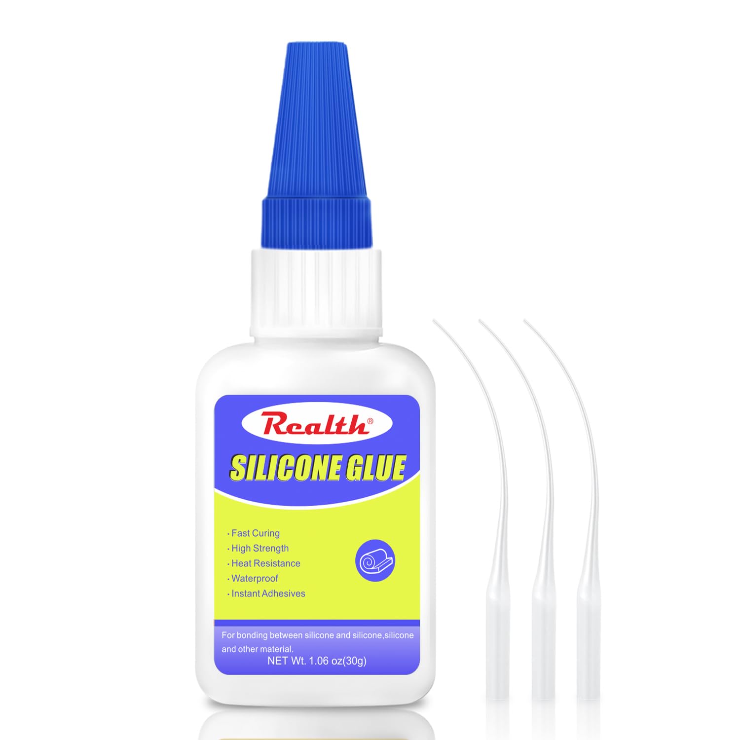 Realth Silicone Glue | 30g Instant Glue | Weatherproof & Heat-Resistant Adhesive | 3 Droppers | with Anti-Clog Cap | for Rubber Liquid Silicone CAR TPU TPR TPE — image 1