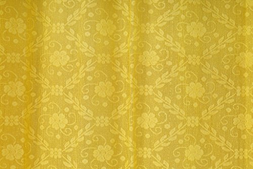 Image of Dekor World Yellow Cotton Net Curtain Set (Pack of 2)-110x275cm (4x9Feet) Long Door Curtain