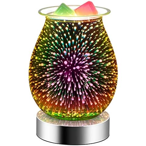 3D Glass Touch Electric Wax Melt Warmer with dimmable Wax Burner Melter Fragrance Scented Candle Warmer for Home Office Bedroom (3D Fireworks) Cover