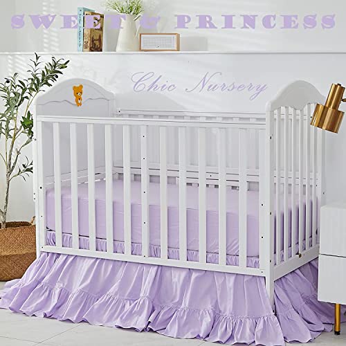 Brandream Crib Bedding Set For Girls Purple Baby Nursery Bedding Sets - 3 Pieces Crib Quilt Fitted Crib Sheet Dust Ruffle Soft Embroidery Butterfly Baby Bedding Set #TOP3